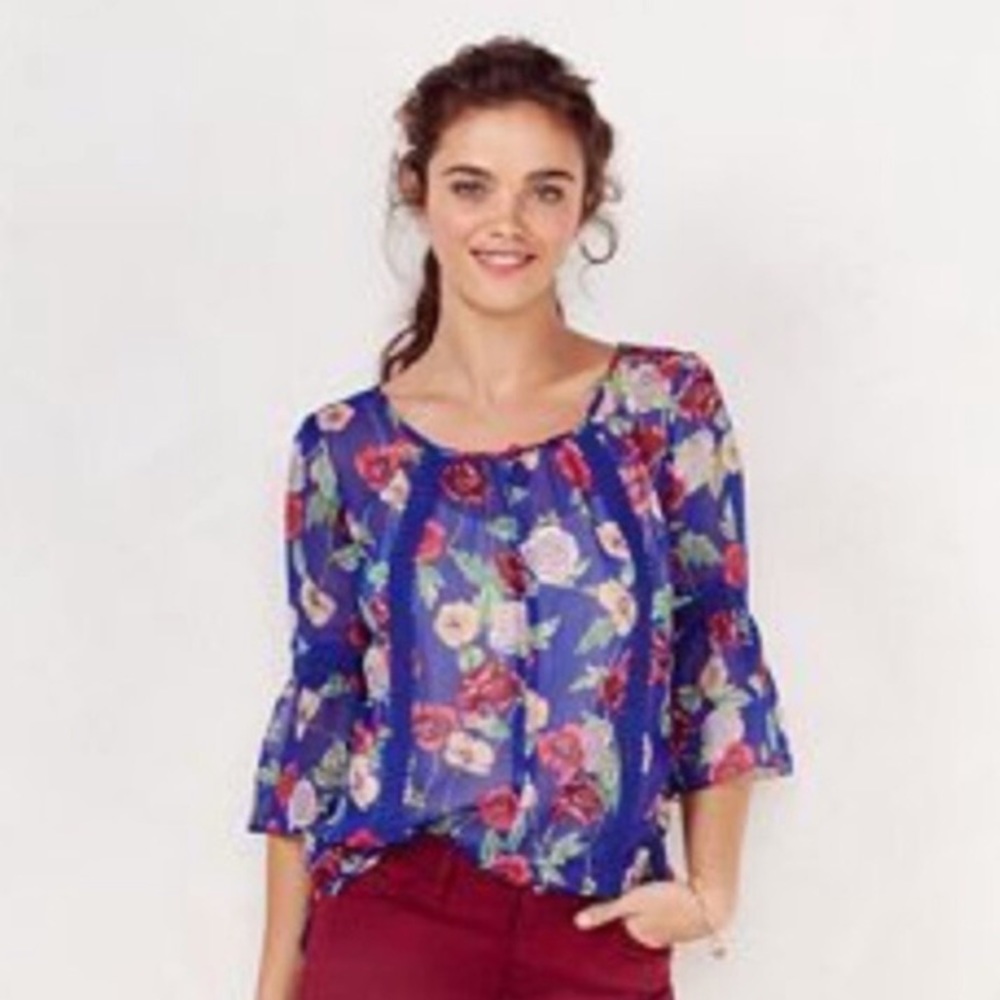 Lauren Conrad Sheer Floral Top